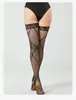 Meias arrastão grandes em formato de diamante transfronteiriças, plus size, vazadas, sexy, jacquard, arrastão, até a coxa, com acabamento em renda e silicone antiderrapante