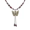 Zuji Estilo Étnico Retro Colgante de Campana de Mariposa de Cerámica Collar Cadena Larga Nueva de Moda para Mujer Accesorios para Mujer