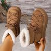 Exportação Transfronteiriça Botas de Neve de Cadarço com Renda Frontal Quente 2025 Inverno Novo Estilo Forrado com Lã Plataforma Espessa Boca de Pele Sapatos de Algodão para Mulheres