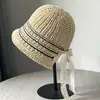 Chapéu de Palha com Proteção Solar para Praia para Mulheres Verão Aba Larga Laço de Renda Chapéu de Pescador Doce Japonês Versátil Chapéu de Sol Atacado