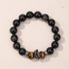 Pulsera de Obsidiana Dorada y Obsidiana Plateada de Ojo Doble Natural con Cuentas de Piedra, Cordón Ajustable, Pulsera Unisex