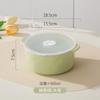 Tigela de cerâmica estilo creme binaural para conservar alimentos frescos com tampa, lancheira de cor sólida, lancheira criativa, geladeira doméstica, micro-ondas, tigela de arroz Bento