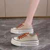 Zapatos de Lona con Suela Gruesa para Aumentar la Altura para Mujer, Nuevo Estilo de Verano, Tejido Delgado y Transpirable, Antideslizantes, Versátiles, Casuales, Zapatillas de Plataforma con Bloques de Color para Mujer