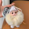 Lindo llavero colgante de peluche con forma de ojo grande para coche, con personalidad, creativo, de piel de zorro real, para bolso, adornos colgantes.