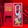 Chaveiro Dourado Caixa de Presente Pingente Ano do Cavalo Ouro Puro 999 Riqueza Instantânea Decoração de Mochila Sacola da Sorte Tiktok Presente