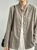 Chaqueta de algodón y lino con cuello mao estilo chino nuevo transfronteriza para mujer, cárdigan holgado para primavera y otoño, camisa casual de manga larga en estilo chino tradicional, venta al por mayor para exportación