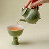 Tetera Tradicional China Verde Creativa Tetera Kung Fu Retro de Tres Patas Olla de Capacidad Pequeña