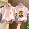 Camiseta de manga larga de algodón puro a rayas y retazos para niñas, nuevo estilo otoño 2026, corte holgado, adecuada para niños medianos y mayores, ropa de otoño, prenda interior para niñas