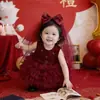 Véu para Sessão de Fotos Infantil Peça de Cabeça para Festa de Aniversário de Princesa Vinho Acessórios de Foto Super Fada Laço Estilo Estúdio