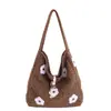 Bolso de Hombro Nuevo de Felpa Bordado con Flores para Otoño e Invierno, Bolso Tote Dulce de Nicho, Bolso Versátil Coreano para el Trabajo, Bolso de Axila
