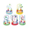 Mini cuentas redondas pequeñas de dibujos animados de madera para niños, juego de cuentas para bebés, ábaco, educación temprana, juguetes educativos al por mayor