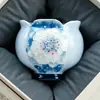 Taza de té pequeña Gardenia Azul Tinta Borracha, una taza de cerámica especial para uso doméstico, una taza de té personalizada de alta gama para el propietario, y un exquisito juego de té