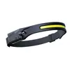 Linterna frontal LED COB de doble fuente de luz con sensor, recargable por USB, para correr de noche, senderismo al aire libre, camping, linterna de trabajo