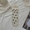 Meias Femininas de Meia-Cança com Laço Estilo Lolita Primavera/Verão Oh Songmu Meias de Algodão Empilhadas Estilo Japonês