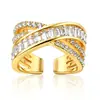 Yunjin Anillo Transfronterizo Nuevo Simple Moda Diamantes Incrustados Zircón Abertura Cruzada Anillo de Lujo Ligero de Alta Gama Estilo Frío