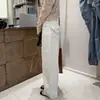 Calça jeans de bolso com bordado, perna larga e corte curvo, modeladora e confortável, feita de algodão com elasticidade em quatro direções, calça jeans outono/inverno, calça longa reta feminina, novo estilo