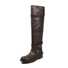 Hebilla de cinturón de moda estilo británico de 4 cm, botas de caballero, nuevo modelo otoño e invierno 2026, punta redonda, tacón grueso, botas altas de caña larga, botas de motociclista