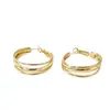Novos Brincos de Argola Grandes Multicamadas Estilo Retrô de Luxo Leve Dourado e Prateado Duas Cores Aro Liso Emagrecimento Facial Brincos Vintage Femininos