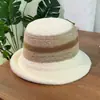 2025 Novo Moda Estilo Luxo Leve Chapéu Balde com Aba Enrolada Chapéu de Pescador Feminino Versátil Outono e Inverno Quente à Prova de Frio Chapéu de Sol de Tricô