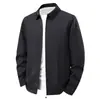 Chaqueta ejecutiva de nailon-spandex de seda de leche para hombre, primavera y otoño, cuello de solapa, color liso, chaqueta de negocios para hombres de mediana edad, directo de fábrica