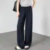 Calças de Linho Tencel para Mulheres na Cor Damasco, Alta Qualidade Resistentes a Amassados, Caimento Fluido, Versão Estreita Petite Estilo Yamamoto Calças de Perna Reta de Seda Gelada de Perna Larga