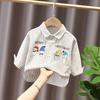 Camisa de manga comprida para meninos Xadrez top de primavera para bebê cardigã infantil roupa infantil estilo ocidental camisa de lapela infantil primavera e outono