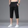 2026 Verano Seda de Hielo Delgados Pantalones Cortos de Algodón Puro para Hombre Pantalones Casuales de Tres Cuartos para Hombre Pantalones Casuales Rectos Holgados para Hombre