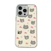 Estilo Nórdico Popular Lindo Oso Manzana 17Pm Funda Espejo iPhone 15 Agujero Grande Lazo Corazón Funda para Teléfono