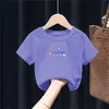 2134# Camiseta de Manga Curta Verão 2024 Nova para Meninos e Meninas Infantil de Algodão Meia-manga Crianças Médias e Grandes Rua Frita Solta Vestido de Verão