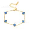 Pulsera de Acero Inoxidable de 9 mm de Venta Caliente Transfronteriza con Trébol de Cuatro Hojas Chapado al Vacío en Oro de 18k Joyería de Moda para Mujer Combinable Acero de Titanio