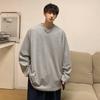 Playera de Manga Larga de Algodón Pesado para Hombre y Mujer Gruesa Holgada Color Sólido Combinable Suéter de Primavera Japonés Cuello Redondo Camiseta Base