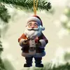 2024 Novo Cruzamento Papai Noel Árvore de Natal Pequeno Pingente Decorações de Natal Pingente Plano de Acrílico