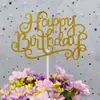 Decoración de pastel bandera de cumpleaños en chino e inglés/tarjeta insertable para decoración de pastel de cumpleaños/bandera insertable de feliz cumpleaños