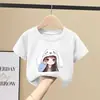 Camiseta de Manga Curta para Meninas Roupa de Verão 2026 Novo Estilo Tops de Verão para Crianças Moda Camisetas Largas de Meia Manga para Crianças