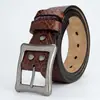 Cinturón de Hebilla de Aguja de Piel de Vaca para Jóvenes y Personas de Mediana Edad, Cuero Genuino, Cinturón de Moda y Versátil, Cinturón Retro para Jeans