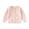 Hora del Boina Suéter para Bebé Niñas Otoño Invierno Manga Larga Cardigan Tejido Ropa para Bebé Suéter para Bebé Top Versátil