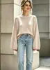 Suéter Pulôver Gola Redonda Soltinho Plus Size Europeu e Americano da Amazon para Mulheres, Tricô de Cor Sólida Novo Outono e Inverno, Blusa Estilo Casual