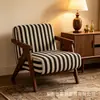 Sillón de Raya Retro Marco de Madera Maciza Sillón Individual de Madera Maciza Sillón con Reposabrazos Angulado Sala de Estar Balcón Recepción