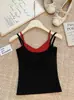 Top Camisola de Color Contrastante para Mujer, Ajuste Delgado de Verano, Top Interior Puro Deseo, Estilo Nuevo