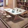 Sala de estar descentralização mesa grande longa com sofá pedra sinterizada luxo leve casa italiana madeira maciça madeira crua mesa de escrita para leitura cadeira