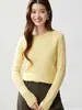 Estilo Sencillo para Ir al Trabajo Otoño Nuevo Cuello Redondo Tejido de Punto Trenzado Jacquard Suéter de Punto para Mujer Capa Base Adelgazante
