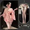 Encantadora Belleza Dulce Japonesa Sakura Tentación Sensual Kimono con Cordones Interés Coqueto Interés Divertido Lencería Pura Lencería de Deseo