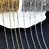 Oro Real de 18K Acero de Titanio Cadena Fina de 1.5 mm con Cuentas Pequeñas Cadena Cruzada Collar Pulsera Ropa Juguete Accesorios Materiales