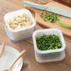 Caja para conservar la frescura caja de almacenamiento de jengibre ajo cebolla casera portátil cuadrada de plástico transparente con drenaje tazón para conservar la frescura sellado para refrigerador