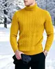 Suéter de Tricô Masculino, Estilo Europeu e Americano, Outono e Inverno, Gola Alta, Suéter de Tricô Trançado Moderno, Pulôver Tamanho Grande, Suéter Camada Base