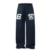 Pantalones deportivos holgados de pierna recta a la moda estilo americano con estampado de letras para hombre, pantalones casuales retro de pierna ancha