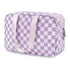 Bolsa de Cosméticos Portátil Impermeable Popular de Amazon, Neceser Cuadriculado de Gran Capacidad, Bolsa de Almacenamiento Multifuncional, Neceser