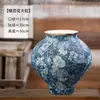 Vaso de cerâmica com decalque vintage desgastado de Jingdezhen para entrada de villa, vaso para arranjo de flores secas de ramo de hortênsia, vaso de flores de mesa estilo chinês novo