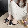 Pantuflas con Lazo para Mujer 2026 Verano Exteriores Playa Antideslizantes Suela Suave Ligeras Sandalias de Mula Estilo Chanel Venta al por Mayor