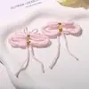 Atmósfera Super de Hada, Estilo Princesa Fugitiva, Aretes Versátiles Suaves de Lujo Ligero Francés, Lazo Doble Capa con Perlas, DIY